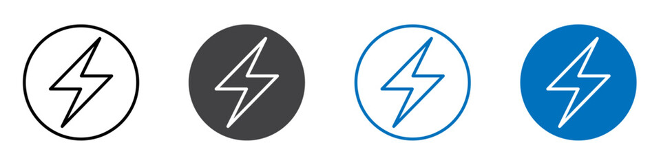 Lightening icon flat editable icon mark set.