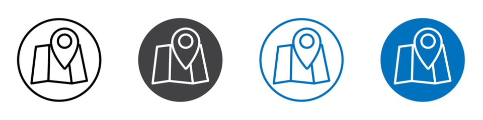 Map icon flat editable icon mark set.