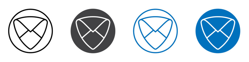 Mail protection icon flat editable icon mark set.