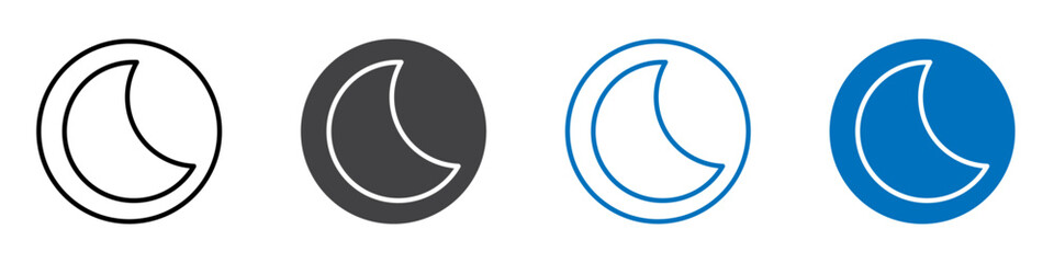 Moon icon flat editable icon mark set.