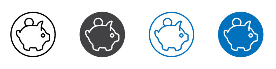 Piggy bank icon flat editable icon mark set.