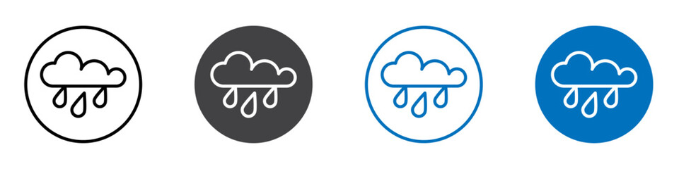 Rain icon flat editable icon mark set.