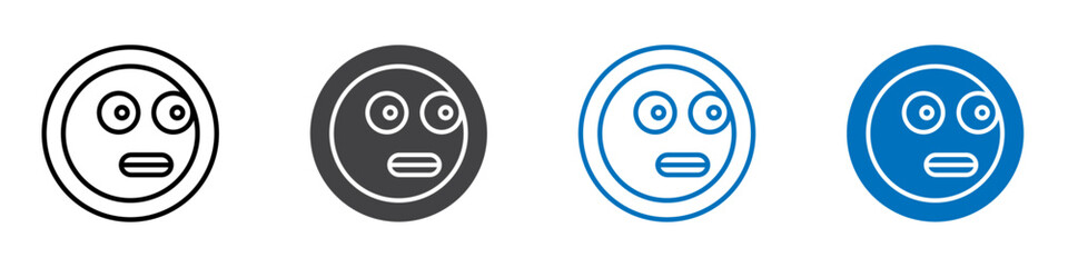 Shocked icon flat editable icon mark set.