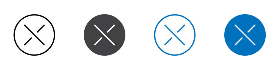 Show cross icon flat editable icon mark set.