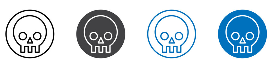 Skull icon flat editable icon mark set.