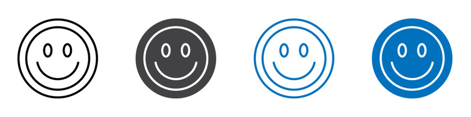 Smile icon flat editable icon mark set.