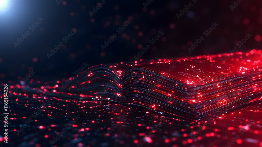 Aufkleber digital book with glowing particles, creating a futuristic atmosphere