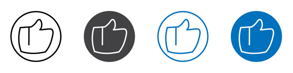 Thumbs up icon flat editable icon mark set.