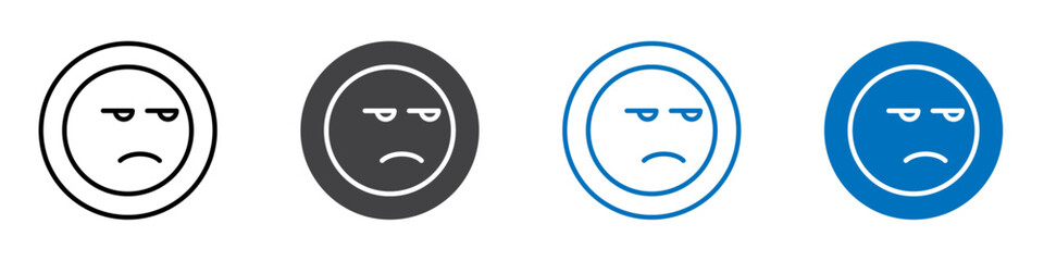 Unamused emoji icon flat editable icon mark set.