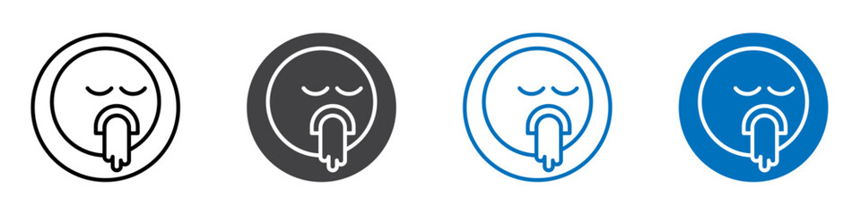 Vomiting icon flat editable icon mark set.