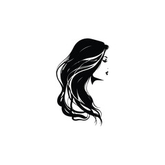 Beautiful girl with long hair head silhouette