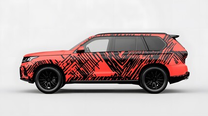 Fototapeta premium Vehicle wrap mockup on SUV