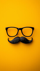 Fun Mustache and Glasses on Yellow Background