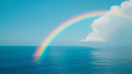 Serene Ocean Rainbow Calm Sea Blue Sky Hopeful Dreams