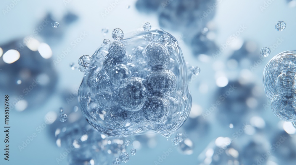 Leinwandbilder a light blue clean background with floating bubbles, creating a hygienic and fresh atmosphere, perfe