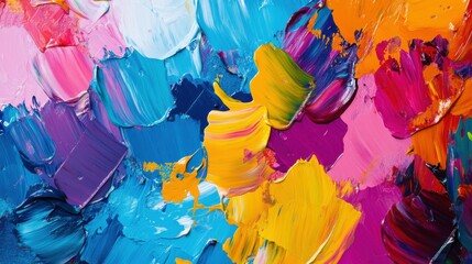 vibrant abstract background with splashes of bright colors, reminiscent of a painter's palette. The chaotic mix of hues and textures adds a playful and creative vibe