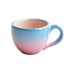 a blue and pink coffee cup on a transparent background