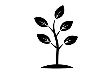 A black and white drawing of a plant with a mustache
. Seedling vector. Money Tree icon vector. Plant icon. Leaf icon. Sprout icon