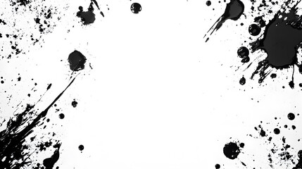 Abstract paint splatter frame in black and white