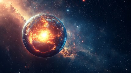 Obraz premium Cosmic explosion event outer space digital art sci-fi environment spectacular viewpoint universe concept