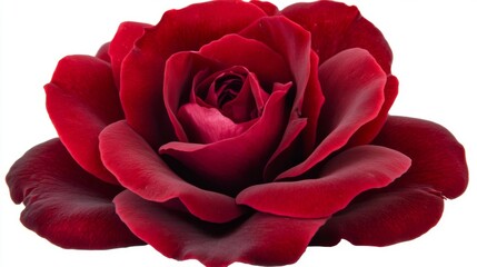 Naklejka premium Beautiful red rose isolated on a white background, showcasing its vibrant petals and delicate details in a clean, simple studio shot.