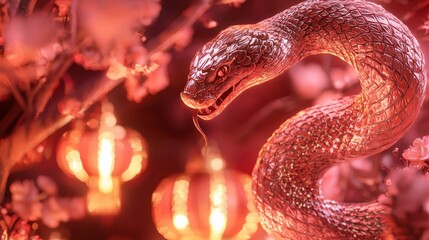 Obraz premium Serpentine Illumination: Year of the Snake in Chinese Zodiac 3D Concept Art
