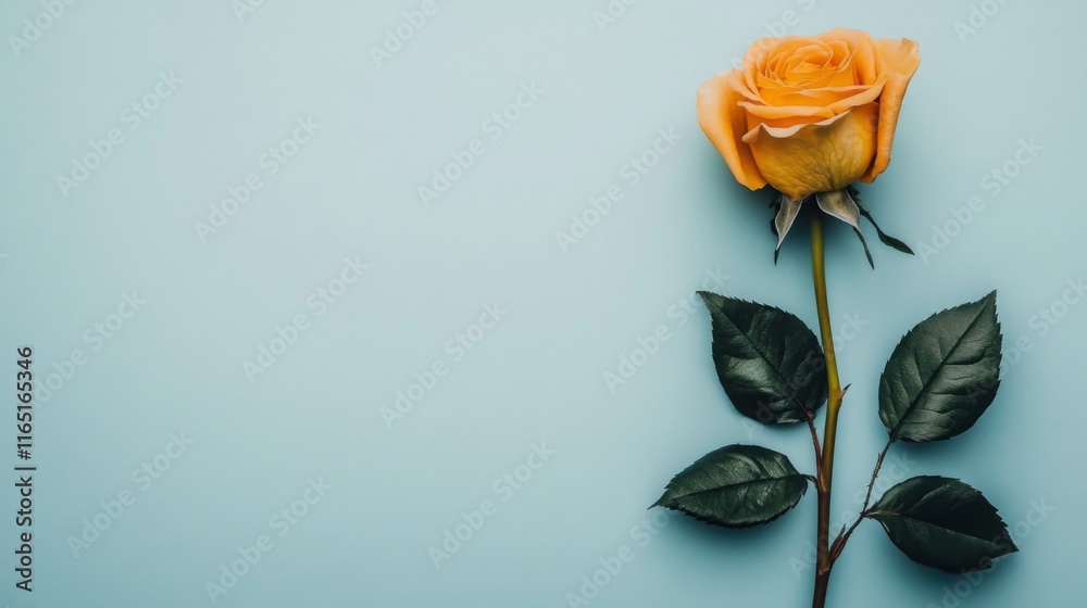 Poster isolated yellow rose on a white background, with its soft petals and radiant color creating an elega