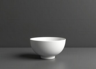 White bowl on gray surface against dark gray background