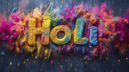 vibrant Holi banner with colorful powders and joyful hues