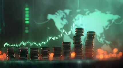 Analyzing financial trends with data visualization global market insights digital graphics futuristic environment
