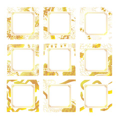 Chinese New Year 2025 abstract square art templates frame with snake flower elements Set 5 - White Gold