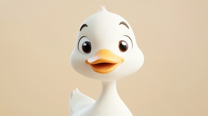 A cheerful cartoon duck with a friendly expression.