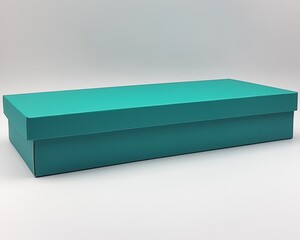 Teal Rectangular Gift Box on White Background