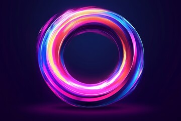 Abstract Neon Circle, Glowing Swirls