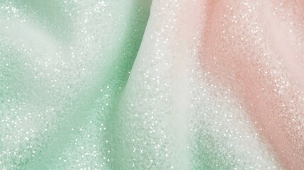 Fototapeta premium Glittering fabric in pastel green and pink tones