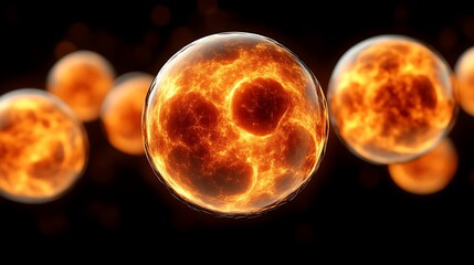 Naklejka premium Fiery Cells Undergoing Cellular Division Process