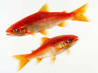 Two Golden Trout, Isolated on White
