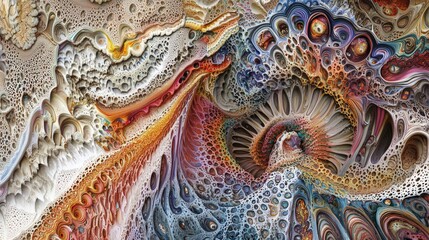 Abstract 8K High Resolution Fractal Art Intricate Colorful Design