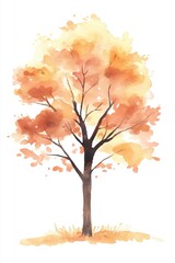 Watercolor Autumn Tree