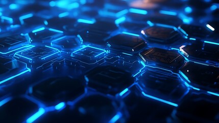 Exploring futuristic hexagonal patterns digital space graphic design high-tech environment close-up view abstract concept