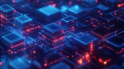 Obraz premium Technological advancement showcase digital landscape abstract visualization futuristic environment aerial view innovation concepts