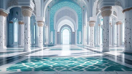 Fototapeta premium teal white concept mosque
