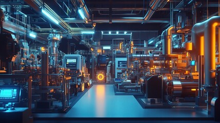 Fototapeta premium Advanced Automated Machines in Smart Factory Environment