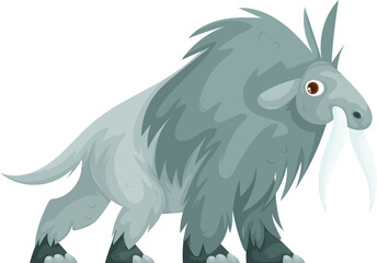 Playful cartoon yak with large horns and thick shaggy fur, illustrated in a colorful and cheerful style on a white background.