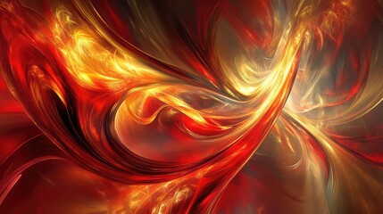 Naklejka premium Feng Shui-inspired abstract composition, blending the five elements with radiant red and gold tones to symbolize energy flow.