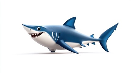 Obraz premium Cartoon shark character swimming with a playful expression.