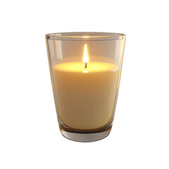 a candle is lit in a glass on a transparent background