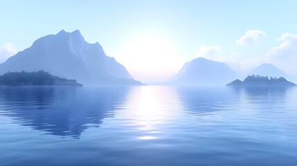 Serene Mountain Lake Peaceful Sunrise Landscape