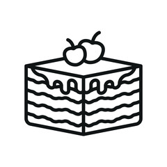Tiramisu Cake Icon features a rich and elegant design, perfect for representing dessert menus, gourmet cafes, or Italian-inspired treats