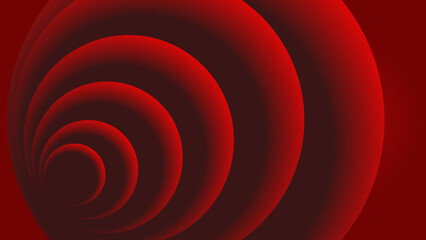 Red Abstract Background with Layered Circle Pattern. Digital illustration forms a dynamic spiral effect.